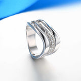 Fashion Silver Color Wave Shape Shine AAA+ Cubic Zirconia Diamonds Simple Ring - The Jewellery Supermarket