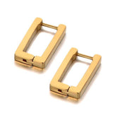 Fashion Titanium Stainless Steel Simple Hoop Geometry Square Earrings