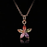 Fashion Trendy Link Chain Colorful Flower Zircon Necklace