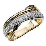 Fashion Two Tone Cross Twine Elegant AAA+ Cubic Zirconia Diamonds Stylish Ring - The Jewellery Supermarket