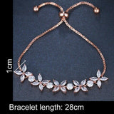 Fashion White Flower Shiny AAA+ Cubic Zirconia Diamonds Adjustable Chain Bracelet - The Jewellery Supermarket