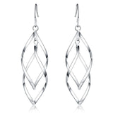 Fine High Quality Elegant 925 Sterling Silver Hanging Drop Long Earrings - The Jewellery Supermarket
