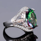 Fine Jewelry Genuine Rainbow Fire Mystic Topaz Silver Ring