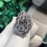 Flower Marquise cut 4ct High Quality AAA+ Cubic Zirconia Diamonds Silver Engagement Wedding Ring - The Jewellery Supermarket