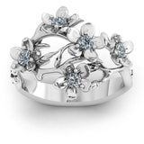 Flower Ring with AAA+ Crystal Cubic Zirconia Stylish Jewellery Ring - The Jewellery Supermarket