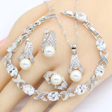 For your Special Occasions - White Freshwater Pearl Silver Color Jewelry Set