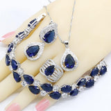Gift for Special Occasions - Royal Blue Silver Color Jewellery Set