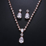 Glamorous AAA Cubic Zirconia Crystal Women Earrings Necklace Set - Best Online Prices by Jewellery Supermarket - The Jewellery Supermarket