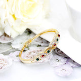 Gold Color Cuff Ethnic Rhinestone Thin Ethnic Style Bangles Bracelets - The Jewellery Supermarket