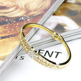 Gold Color Full Rhinestone Cuff Ethnic Style Bracelet Bangle For Women - The Jewellery Supermarket
