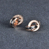 Gold Color Shiny AAA+ Cubic Zirconia Drop Steel Circle Dangle Earrings