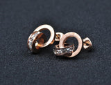 Gold Color Shiny AAA+ Cubic Zirconia Drop Steel Circle Dangle Earrings - The Jewellery Supermarket