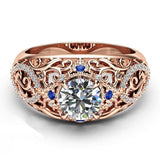 Gorgeous Dazzling 4 Claw Solitaire Hollowed Out Pattern AAA+ Cubic Zirconia Diamond Ring