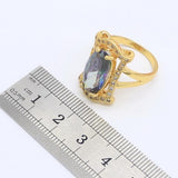 Gorgeous Geometric Rainbow Blue White AAA+ Zircon Gold Color Jewellery Set - The Jewellery Supermarket