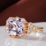 Gorgeous Gold Color Brilliant Crystal AAA+ Cubic Zirconia Diamonds Ring - The Jewellery Supermarket