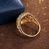 Gorgeous Gold Color Full AAA+ Cubic Zirconia Diamonds Brilliant Ring - The Jewellery Supermarket