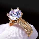 Gorgeous Gold Colour Solitaire AAA+ Cubic Zirconia Diamonds Bridal Wedding Rings