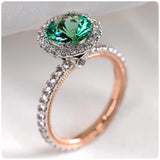 Gorgeous Micro Paved Green Crystal AAA+ Cubic Zirconia Diamonds Noble Engagement Ring