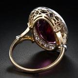 Gorgeous Oval Red AAA CZ Crystals Two Tone Design Elegant Fashion Ring - The Jewellery Supermarket