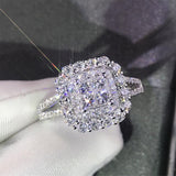 Gorgeous Square Shape Micro Pave AAA+ Cubic Zirconia Diamonds Dazzling Ring