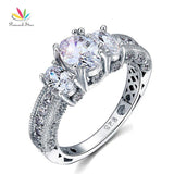 Gorgeous Vintage Style 2 Ct. Simulated Lab Diamond Silver Wedding Engagement Ring - The Jewellery Supermarket