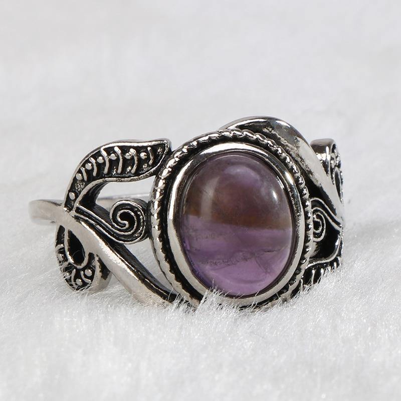Graceful 925 Silver Ring with Round Natural Amethyst - Best Online Prices by Jewellery Supermarket - The Jewellery Supermarket
