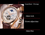 Great Gift Ideas - Luxury Brand Classic Retro Style Tourbillon Genuine Leather Waterproof Business Wristwatch - The Jewellery Supermarket