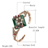Green Big Vintage Jewelry Antique Gold Color Big Bracelet For Women - The Jewellery Supermarket