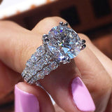High Quality Dazzling 3 Rows and Big AAA+ Cubic Zirconia Diamonds Elegant Ring