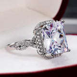 High Quality Gorgeous Silver Color Big AAA Cubic Zirconia Crystal Proposal Engagement Ring