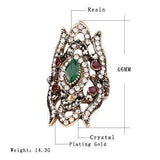 Hot Bohemia Hollow Pattern Antique Gold Vintage Crystal Rings For Women