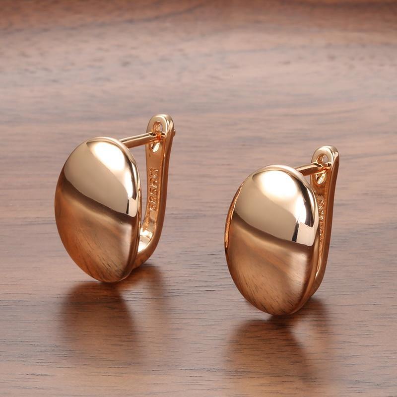 Hot Fashion Glossy Rose Gold Simple Oval High Quality Earrings - The Jewellery Supermarket