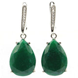 Hot Seller Big Drop Real Green Emerald White CZ Silver Earrings Pendant