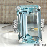 Hyperbole Huge Sky Blue AAA Cubic Zircon Crystal Prong Setting Ring - The Jewellery Supermarket