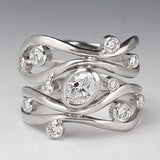 Hyperbole Irregular Geometric Shape Versatile Style Silver Color AAA+ CZ Crystals Ring - The Jewellery Supermarket