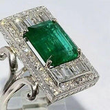 Hyperbole Rectangular AAA Green Cubic Zirconia Crystal Gorgeous Ring - The Jewellery Supermarket