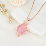 Lovely Silver 925 Jewellery Necklace with Water drop shape Pink rose quartz gemstones - The Jewellery Supermarket
