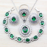 Luxury 925 Silver Bridal Jewelry Sets Green Cubic Zircon - Best Online Prices by Jewellery Supermarket - The Jewellery Supermarket
