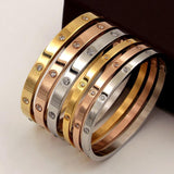 Luxury Brand Crystals AAA+ Cubic Zirconia Stainless Steel Love Bangles Bracelets