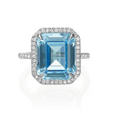 Luxury Brilliant Sky Blue AAA+ Cubic Zirconia Diamonds Graceful Anniversary Ring - The Jewellery Supermarket