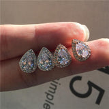 Luxury Crystal Boho Rose Gold Color AAA+ White Zircon Stud Earrings - The Jewellery Supermarket