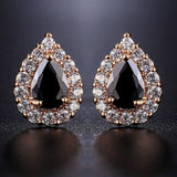 Luxury Crystal Boho Rose Gold Color AAA+ White Zircon Stud Earrings - The Jewellery Supermarket