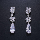 Luxury Flower AAA+ Cubic Zirconia Diamonds Trendy Crystal Water Drop Earrings - The Jewellery Supermarket