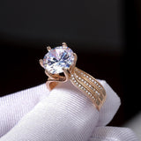 Luxury Gold Color Inlaid Shiny AAA+ Cubic Zirconia Diamonds Fine Jewellery Ring - The Jewellery Supermarket