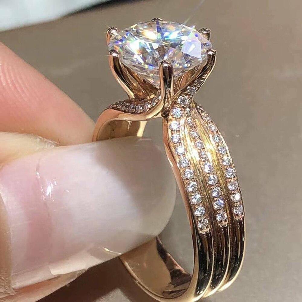 Luxury Gold Color Inlaid Shiny AAA+ Cubic Zirconia Diamonds Fine Jewellery Ring - The Jewellery Supermarket