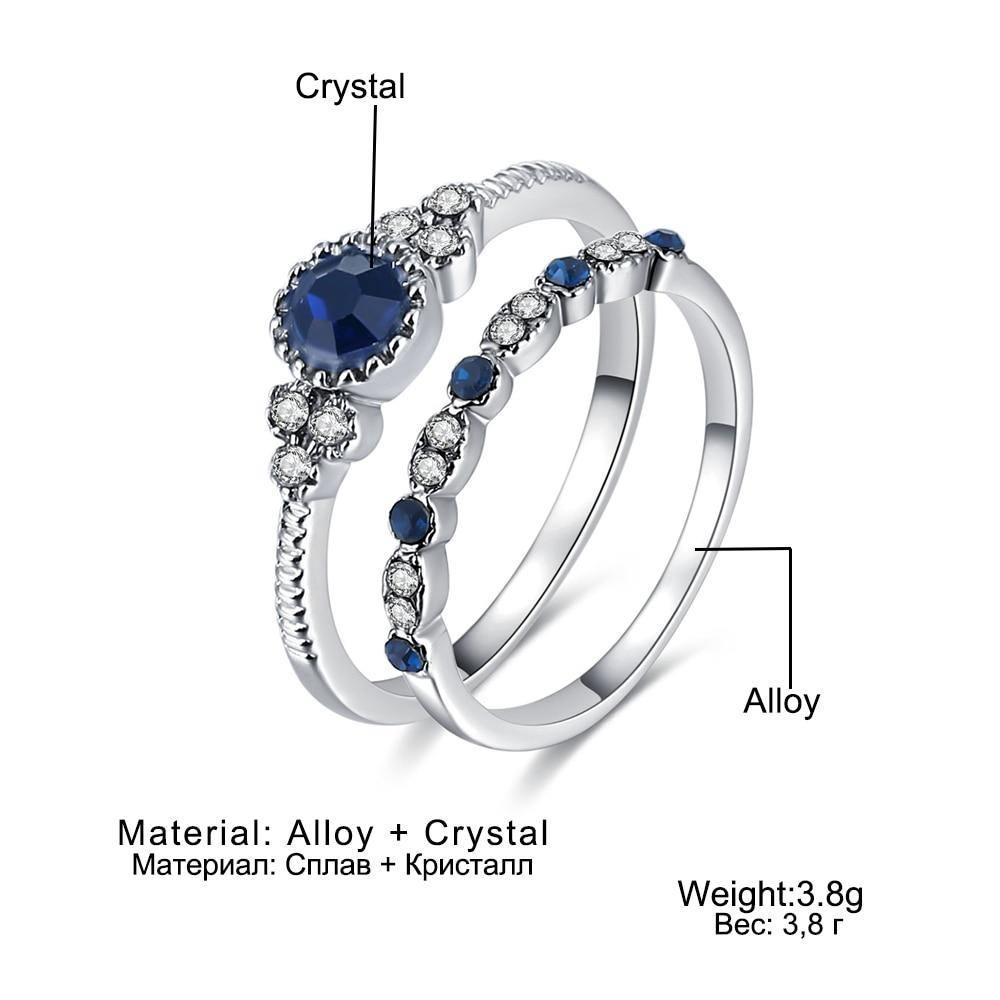 Luxury Green Blue Stone Micro Paved AAA Zircon Silver Color Crystal Rings For Women - The Jewellery Supermarket