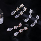 Luxury Long Flower Drop Marquise Earrings - Best Online Prices - The Jewellery Supermarket