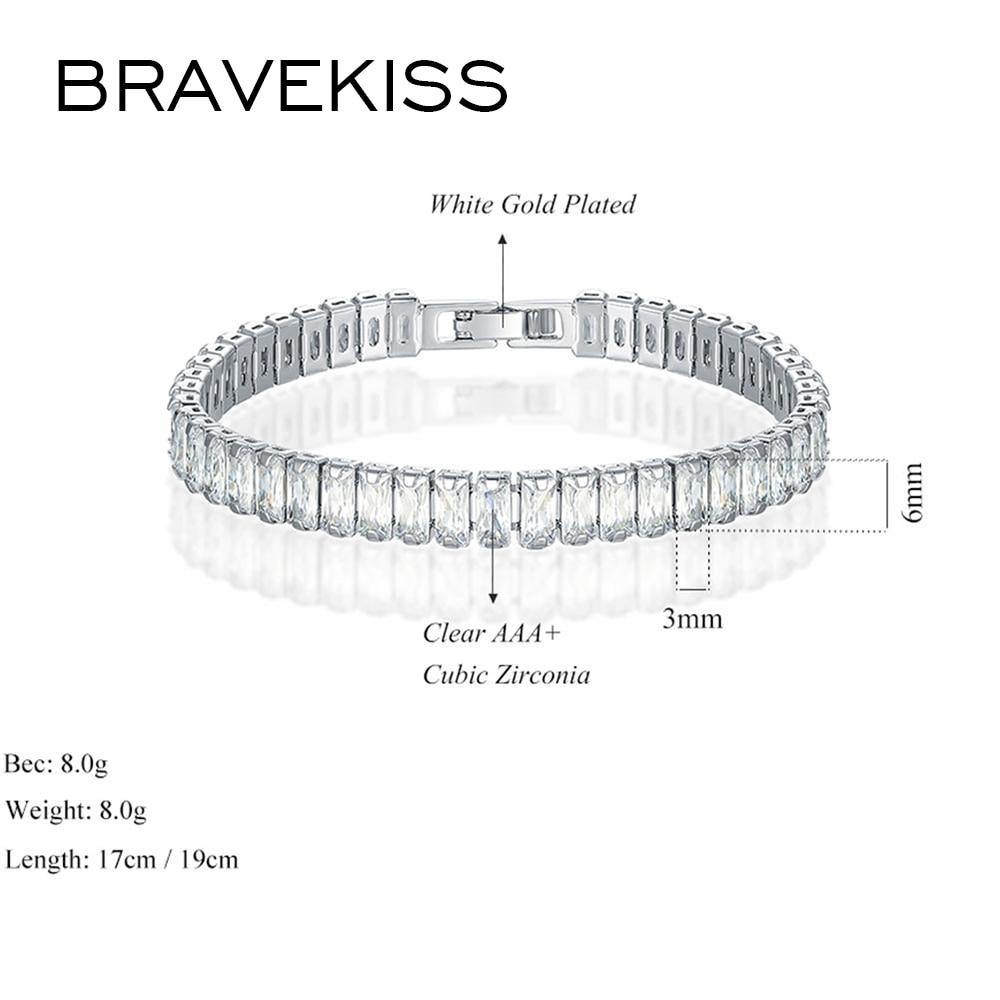 Luxury Rectangle Clear AAA+ CZ Tennis Bracelet - The Jewellery Supermarket