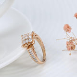 Luxury Rose Gold Fine Crystal Flower Natural Zircon Ethnic Bride Wedding Big Ring - The Jewellery Supermarket