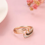 Luxury Rose Gold Natural Black Zircon Fashion 3 Rows Waves Ring - The Jewellery Supermarket